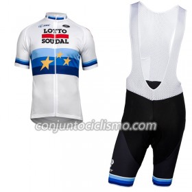 Conjunto Maillot + Culotte Corto con tirantes 2018 Lotto Soudal Campeonato de Europa
